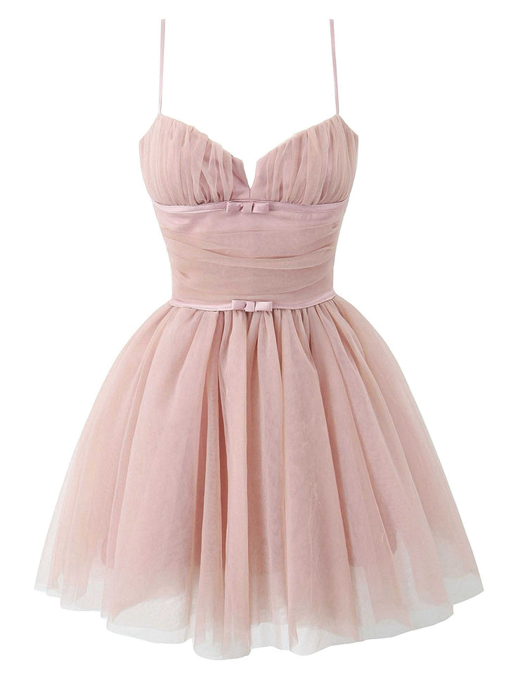1970s Spaghetti Strap Bow Tulle Dress - vintage dress, retro fashion