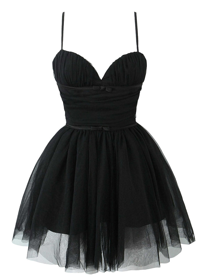 1970s Spaghetti Strap Bow Tulle Dress - vintage dress, retro fashion