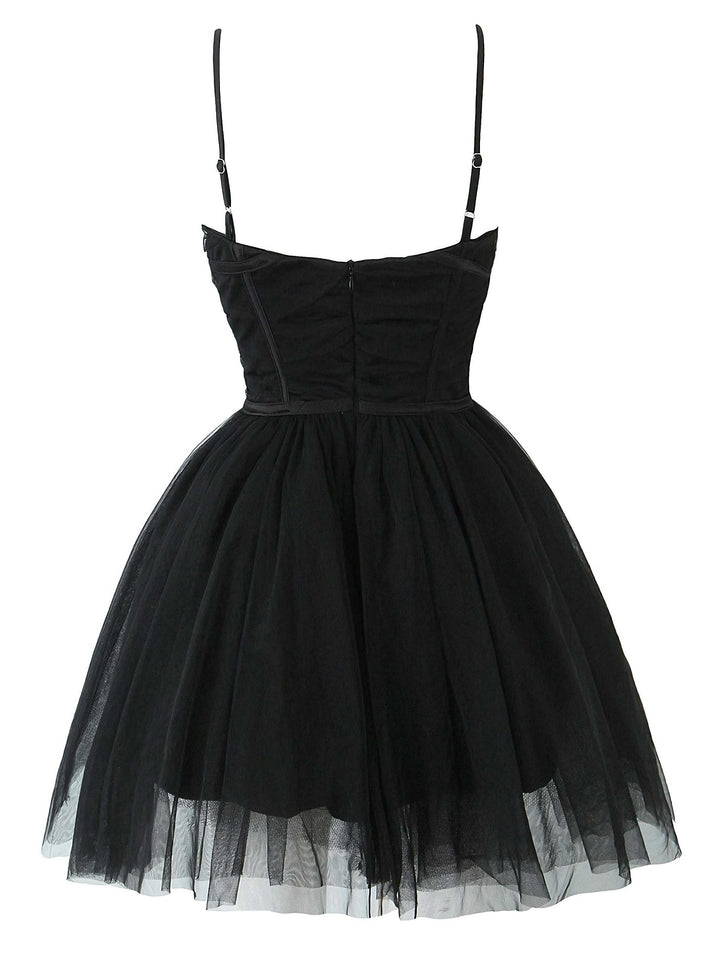1970s Spaghetti Strap Bow Tulle Dress - vintage dress, retro fashion