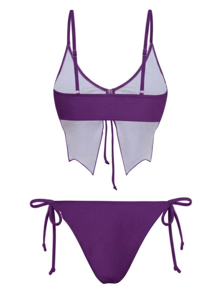 1970s Spaghetti Strap Butterfly Lace-Up Bikini Set - vintage fashion, retro style