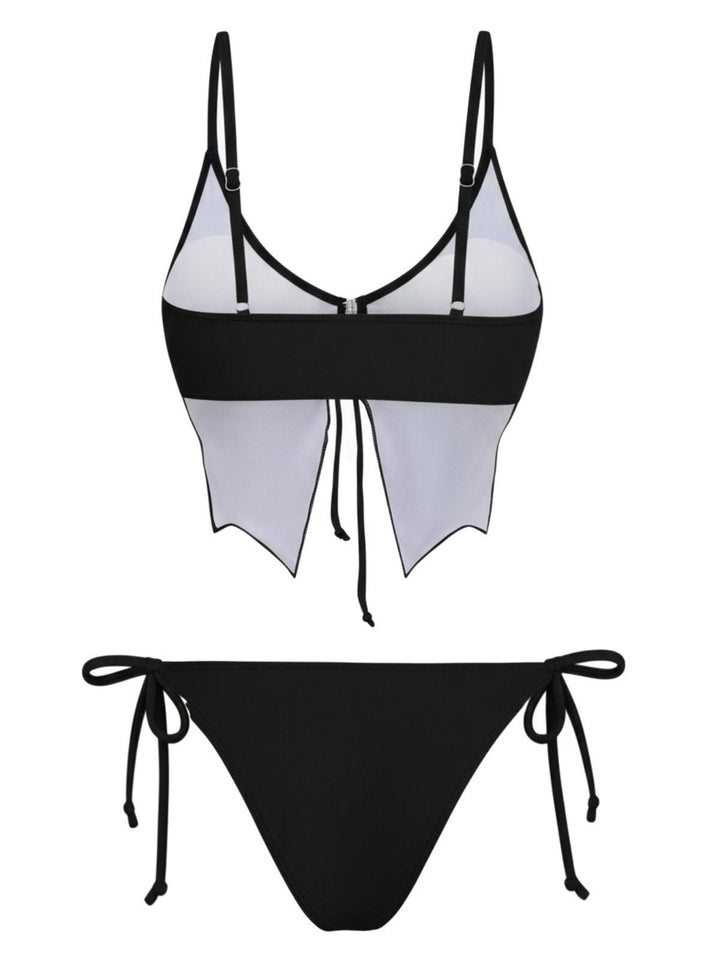 1970s Spaghetti Strap Butterfly Lace-Up Bikini Set - vintage fashion, retro style