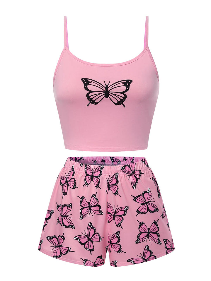 Spaghetti Strap Butterfly Pajamas, vintage pajamas, retro nightwear - perfect for women who love vintage and retro fashion