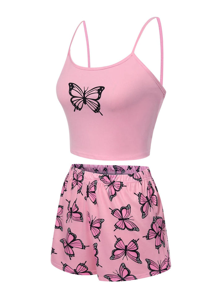 Spaghetti Strap Butterfly Pajamas, vintage pajamas, retro nightwear - perfect for women who love vintage and retro fashion