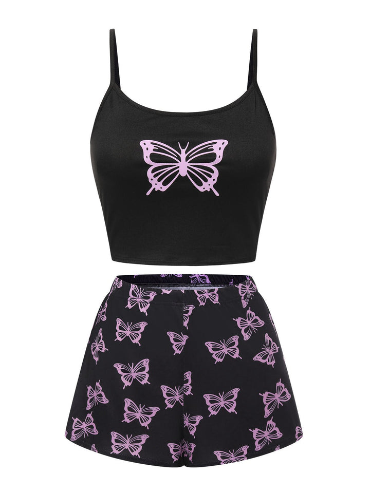 Spaghetti Strap Butterfly Pajamas, vintage pajamas, retro nightwear - perfect for women who love vintage and retro fashion