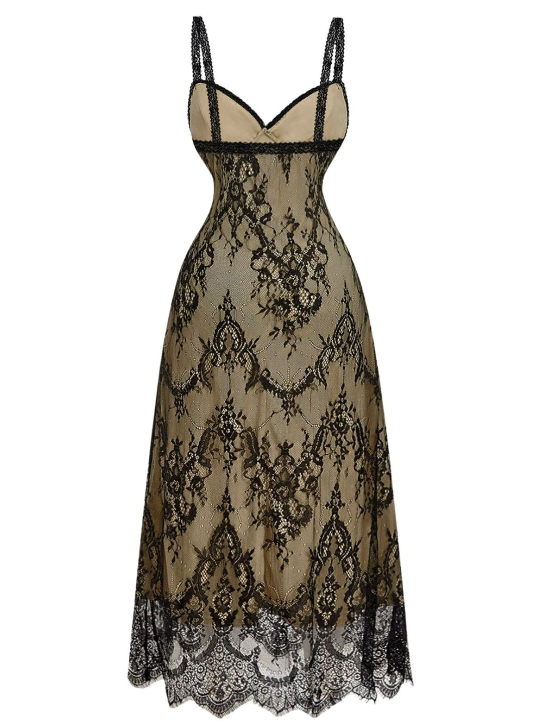 Black 1940s Lace Cami Classic Dress 4