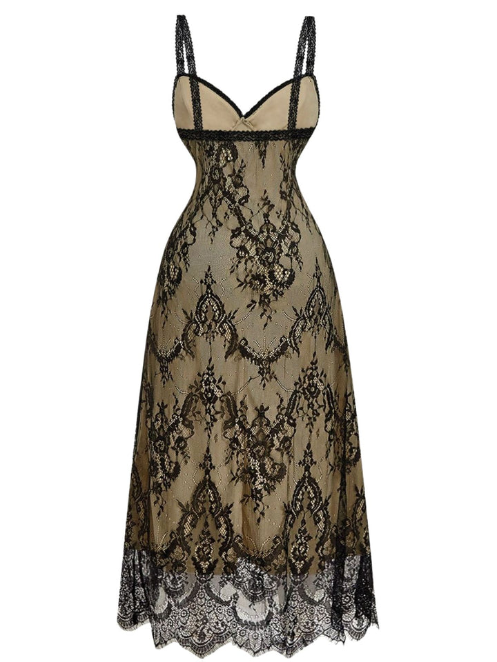 Black 1940s Lace Cami Classic Dress 4