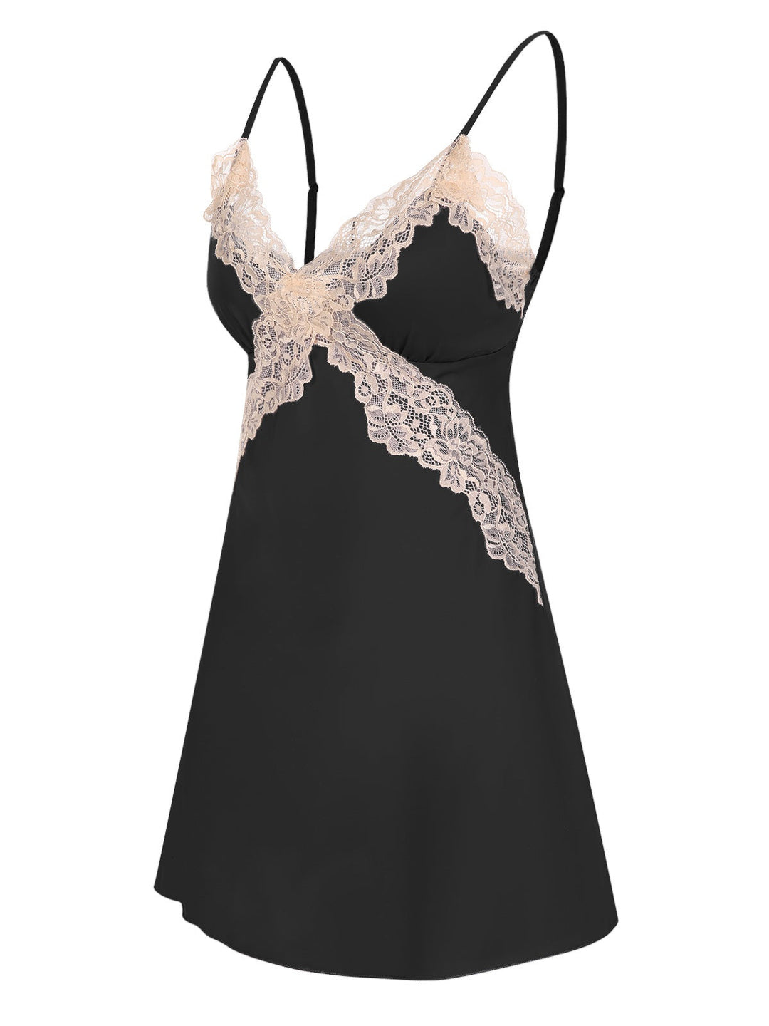 Spaghetti Strap Lace Patchwork Nightgown: where romance meets her modern spirit