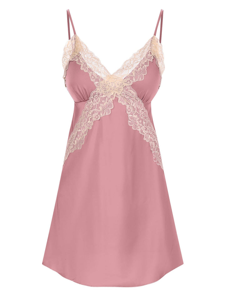 Spaghetti Strap Lace Patchwork Nightgown — a silhouette that turns sidewalks into runways