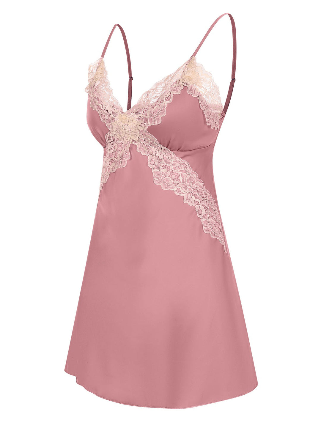 Spaghetti Strap Lace Patchwork Nightgown: where romance meets her modern spirit
