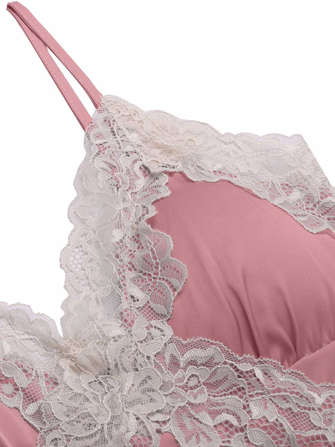 This Spaghetti Strap Lace Patchwork Nightgown wraps her in elegance, one twirl at a time
