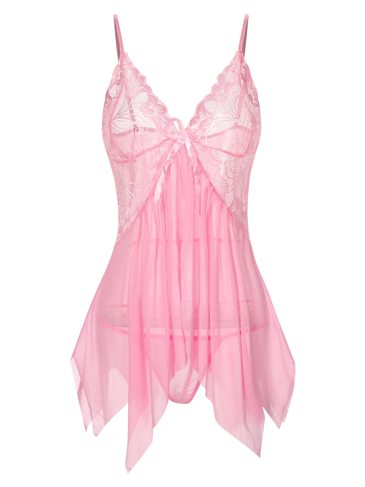 This 1970s Spaghetti Strap Lace Sheer Sleepwear is 1970s romance against her skin