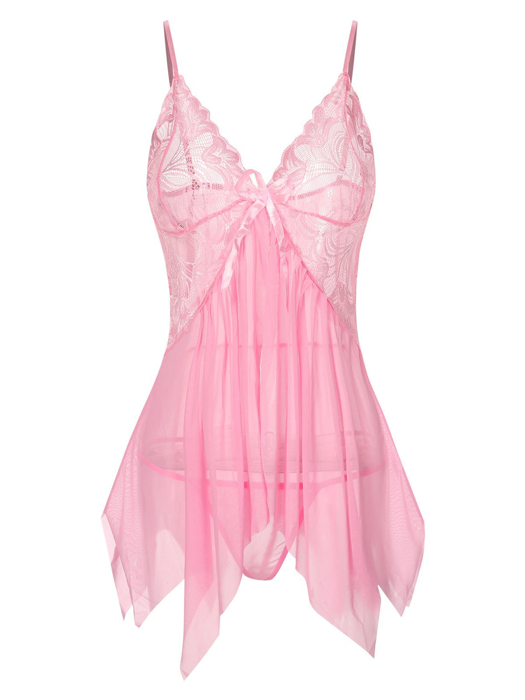 This Spaghetti Strap Lace Sheer Sleepwear is romance against her skin