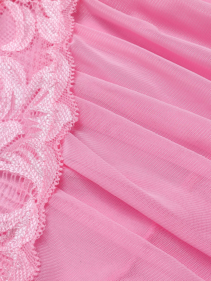 She slips into Spaghetti Strap Lace Sheer Sleepwear and channels screen sirens