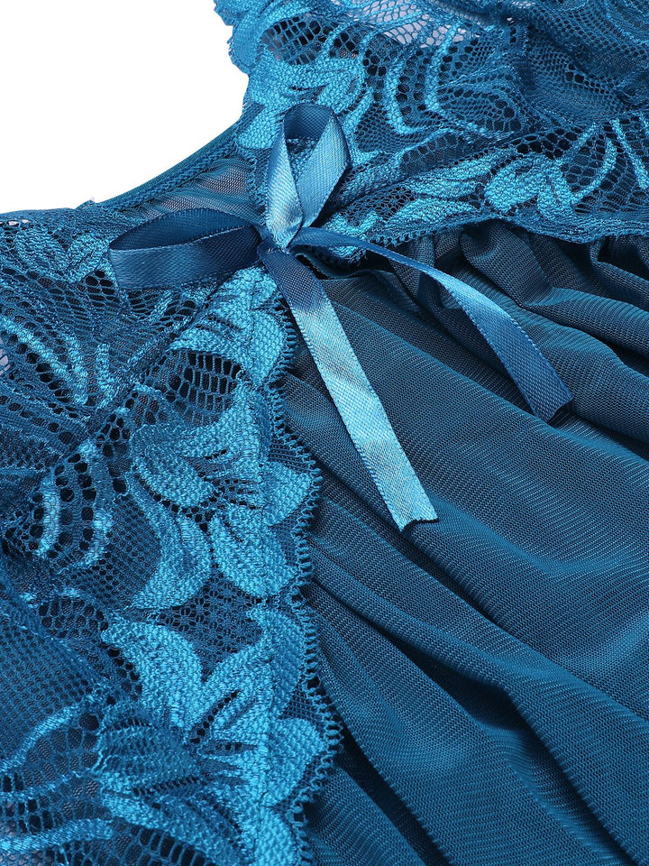 This Spaghetti Strap Lace Sheer Sleepwear is romance against her skin