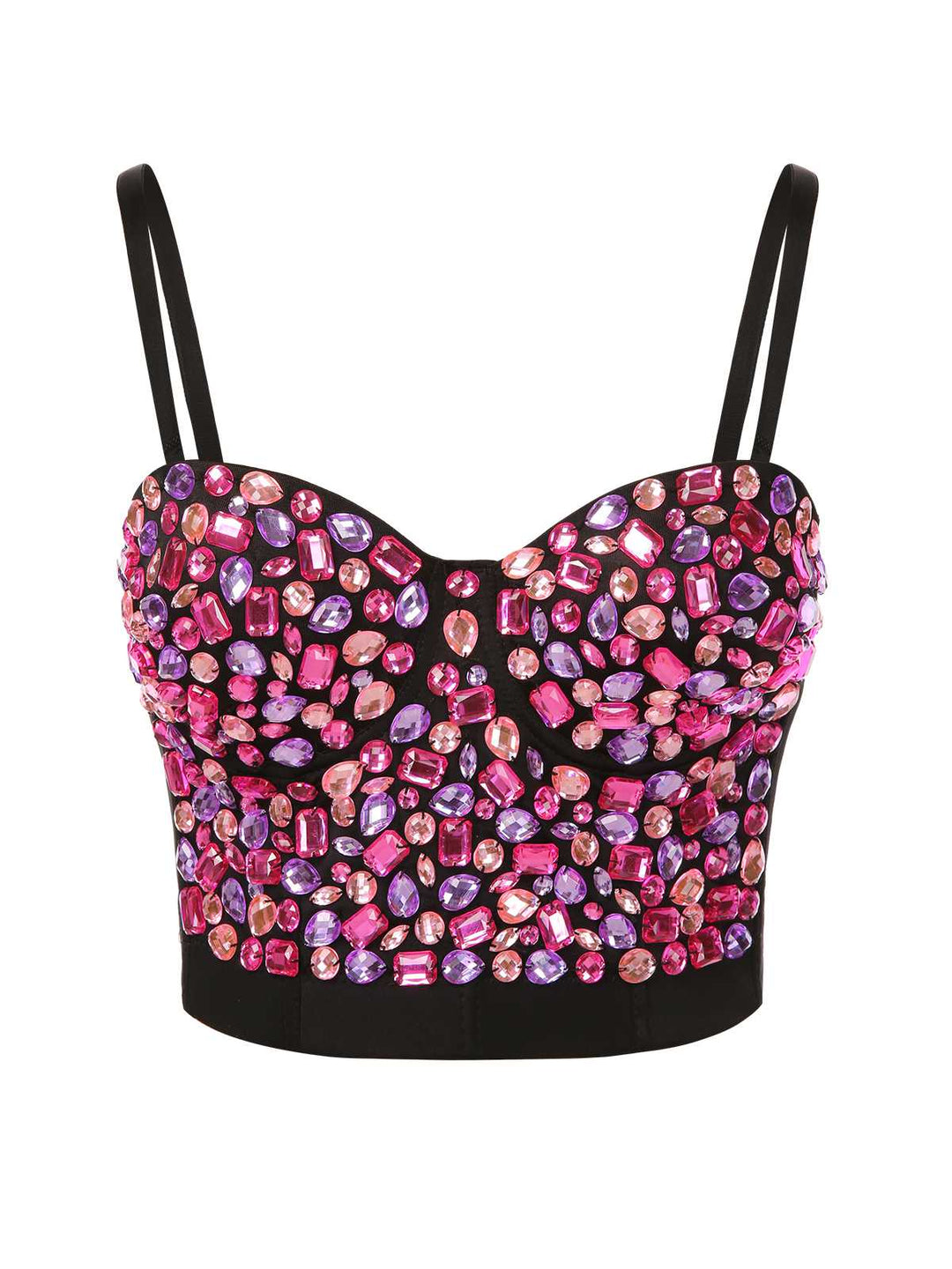1970s Spaghetti Strap 3D Rhinestone Embellished Crop Top - vintage fashion, retro style