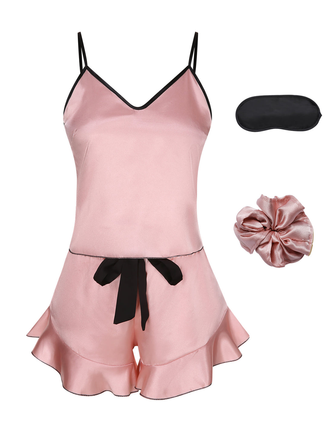 Spaghetti Straps Satin Ribbon Pajamas, vintage pajamas, retro nightwear - perfect for women who love vintage and retro fashion