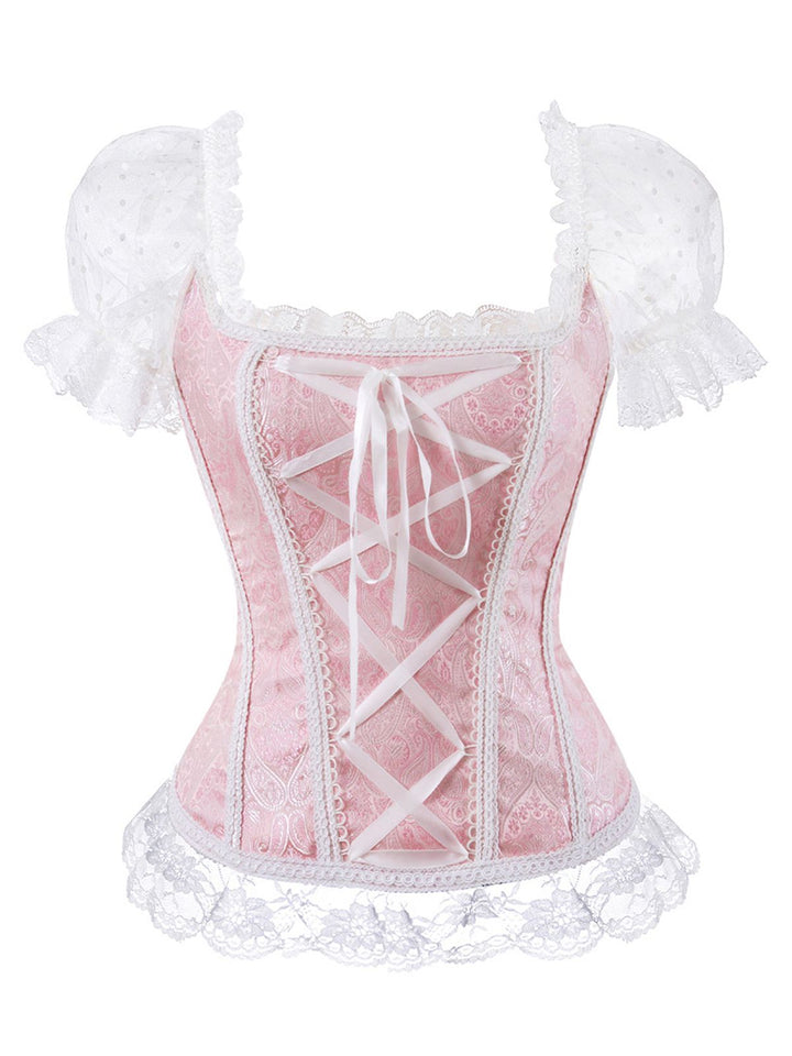 1970s Steampunk Lace Puff Bind Corset Top - vintage fashion, retro style