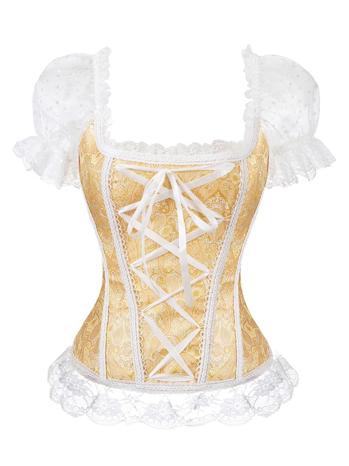 1970s Steampunk Lace Puff Bind Corset Top - vintage fashion, retro style
