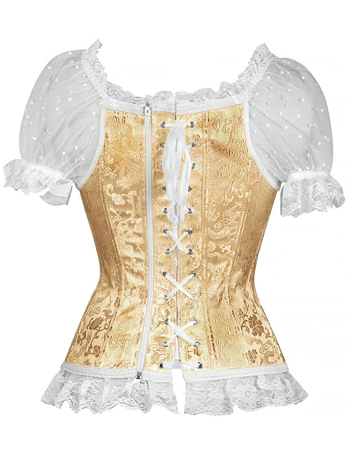 1970s Steampunk Lace Puff Bind Corset Top - vintage fashion, retro style