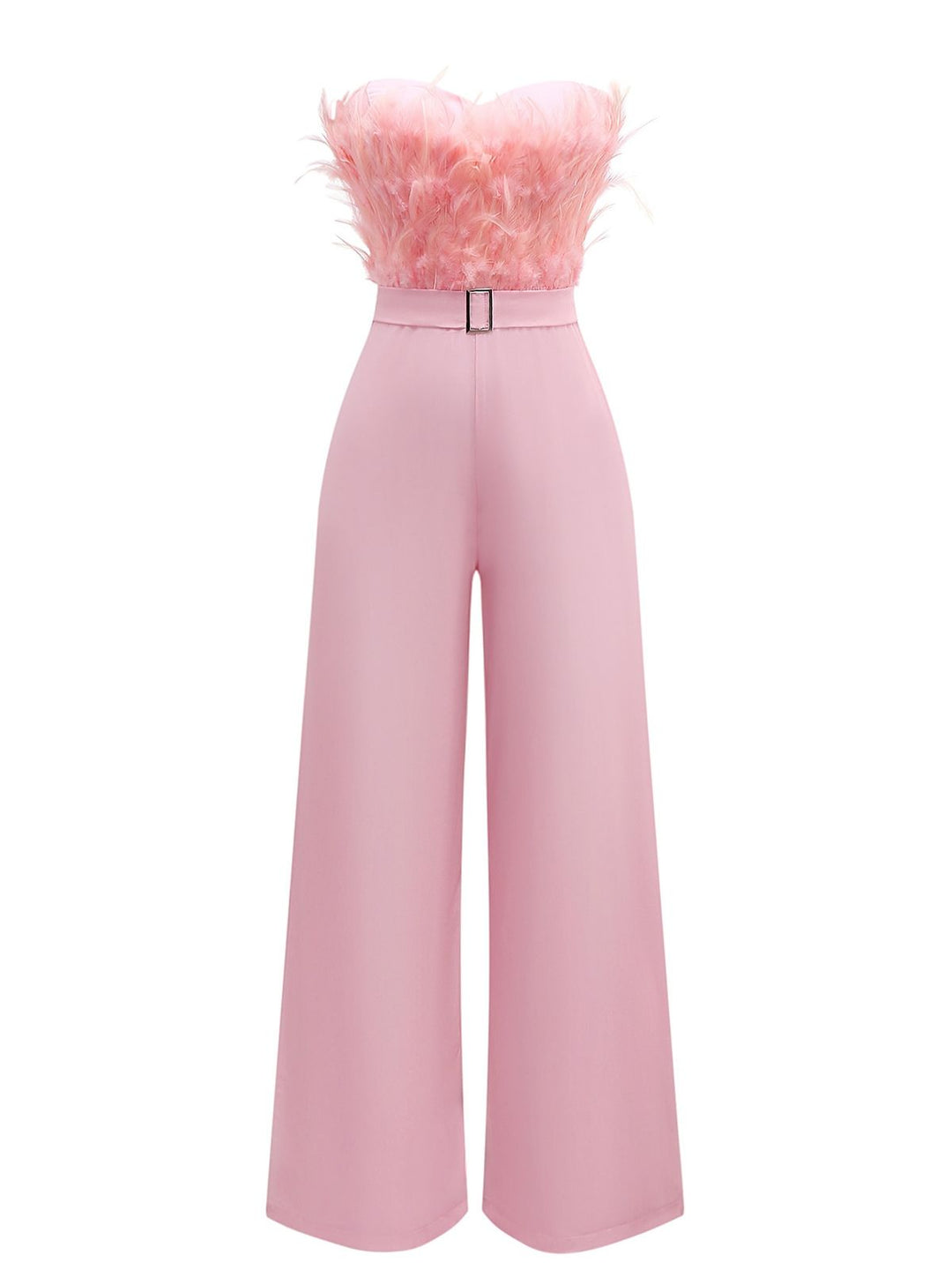 1970s Strapless Feather Solid Jumpsuit - vintage jumpsuit, retro fashion