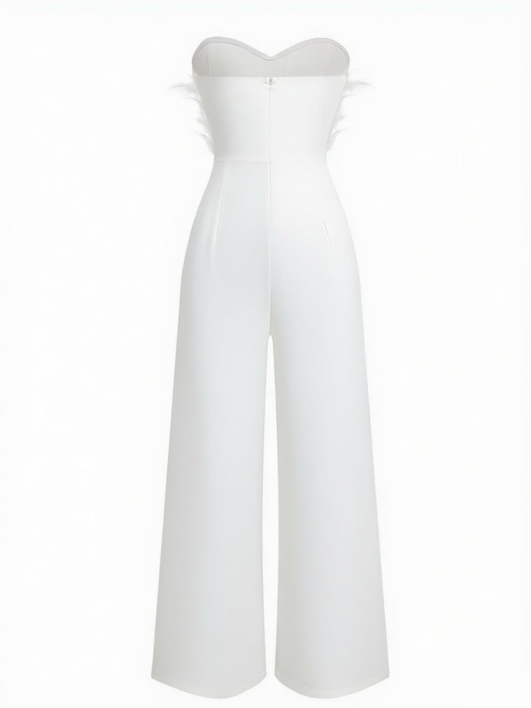 1970s Strapless Feather Solid Jumpsuit - vintage jumpsuit, retro fashion