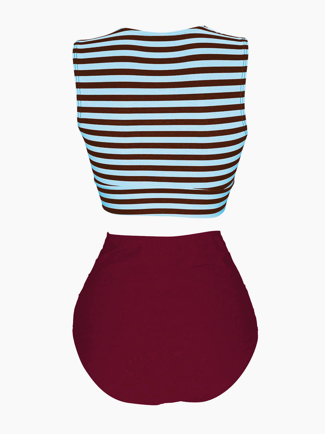 Blue &amp; Red Striped Waist Tie Patchwork Swimsuit, classic vintage style summer beach collection - Image 2