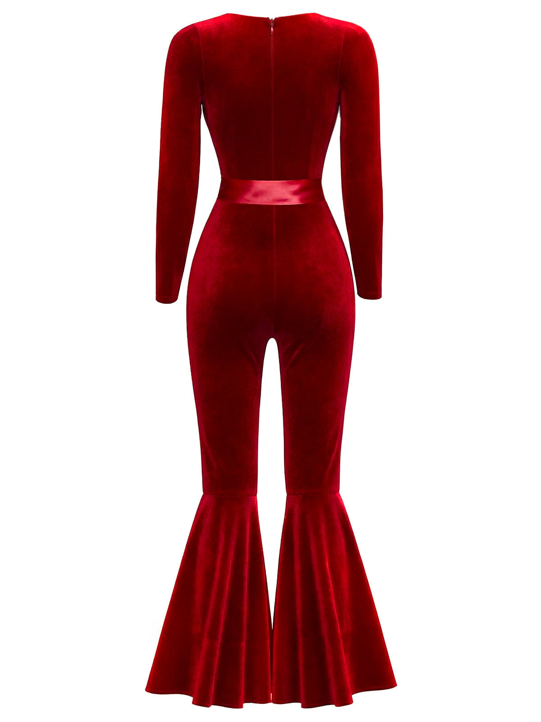 1970s Sweetheart Flare Leg Velvet Jumpsuit - vintage jumpsuit, fashion