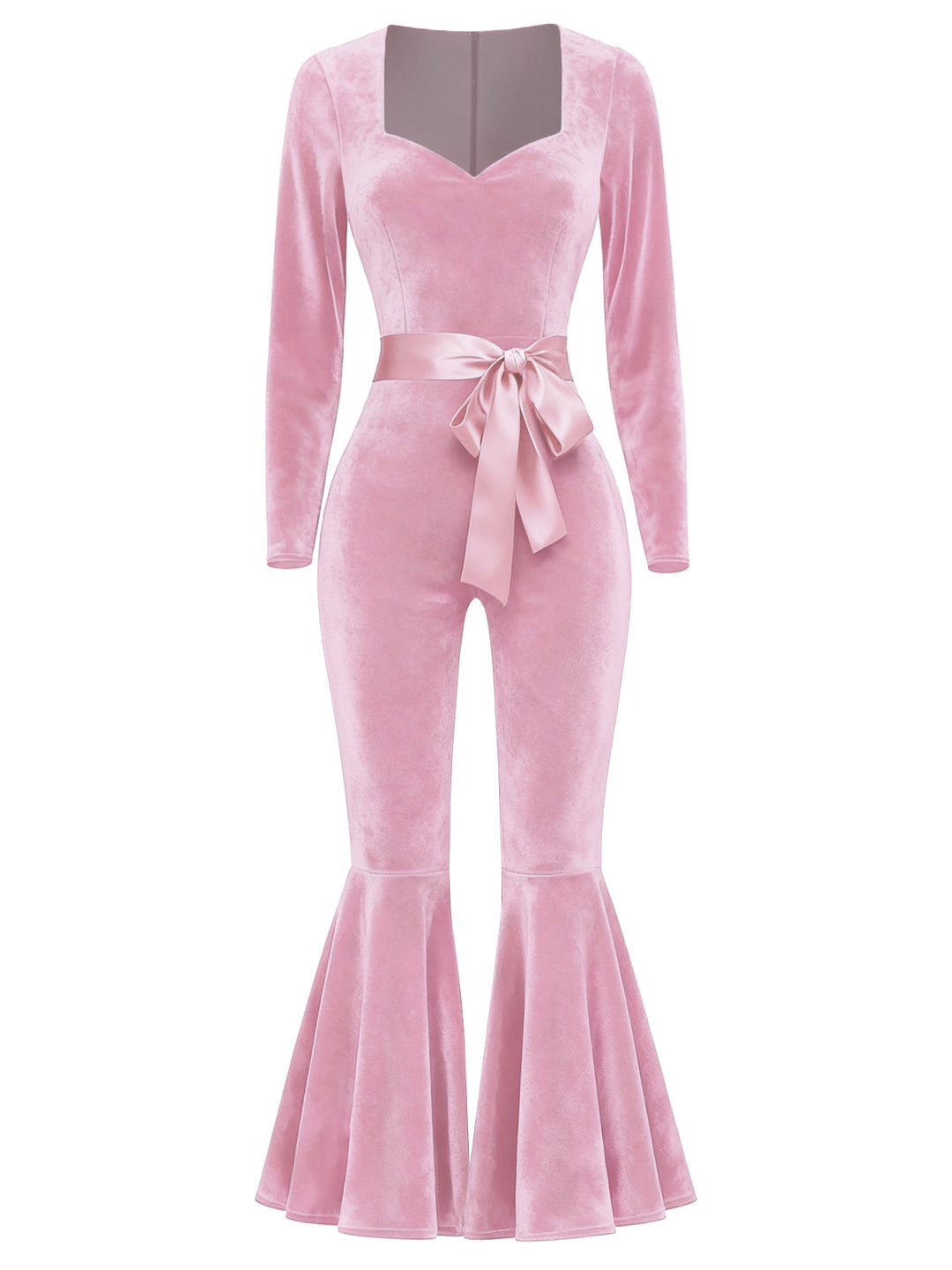 1970s Sweetheart Flare Leg Velvet Jumpsuit - vintage jumpsuit, fashion