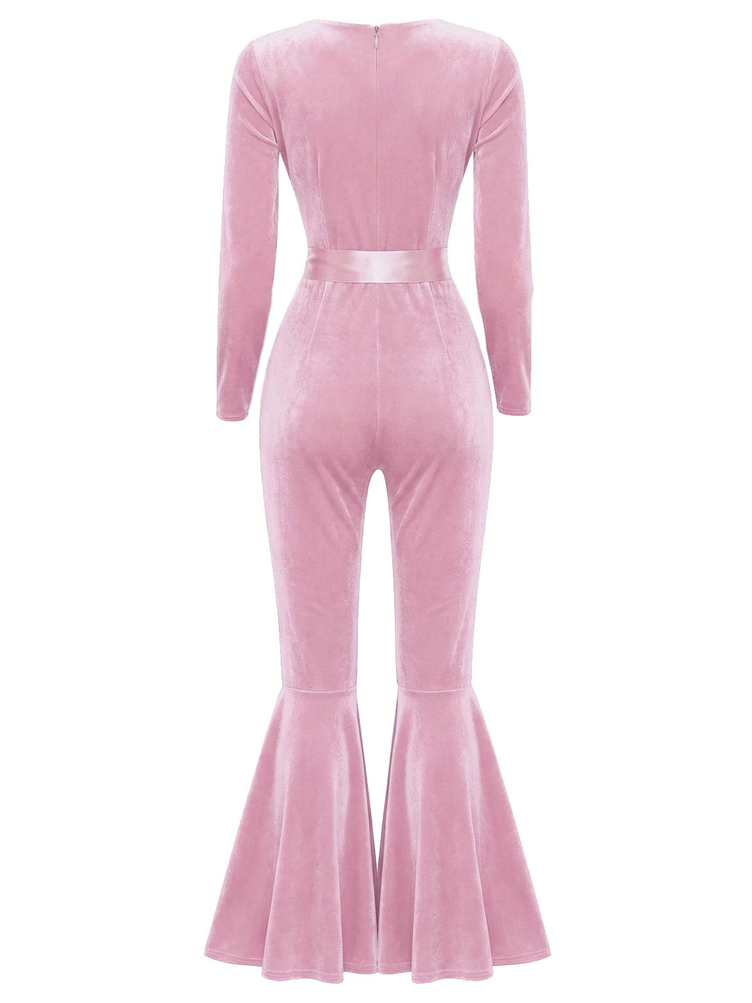 1970s Sweetheart Flare Leg Velvet Jumpsuit - vintage jumpsuit, fashion