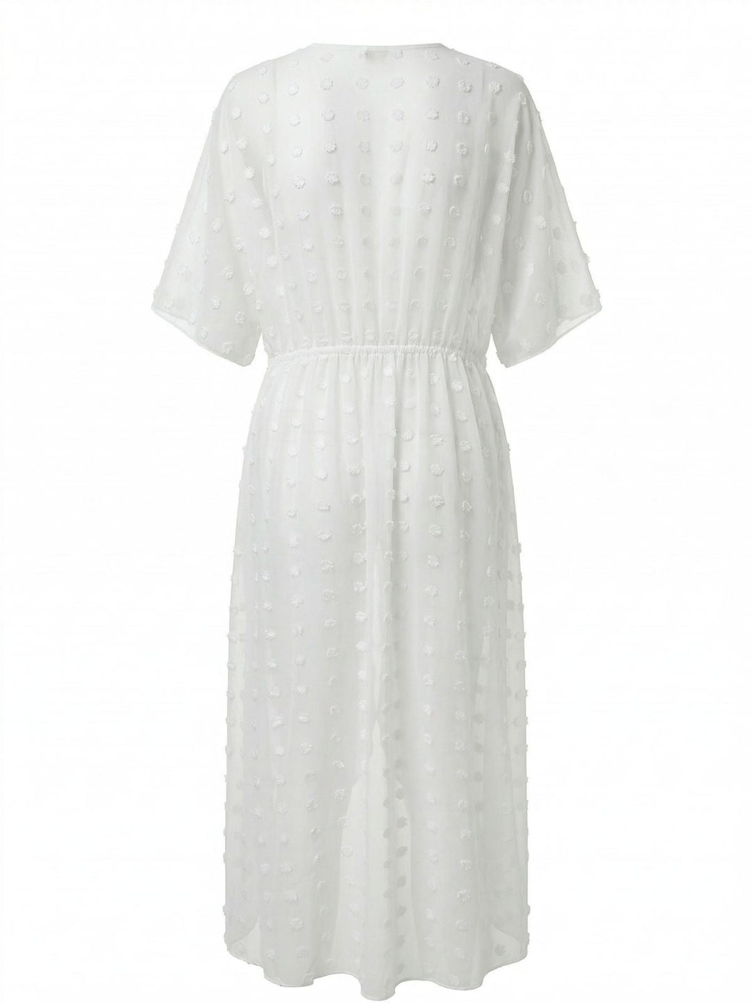 1970s Tie Sheer Polka Dot Maxi Cover-Up Dress - vintage dress, retro fashion