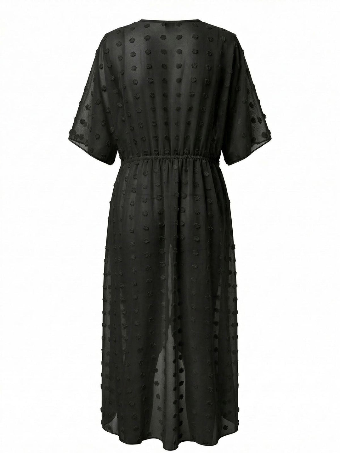 1970s Tie Sheer Polka Dot Maxi Cover-Up Dress - vintage dress, retro fashion
