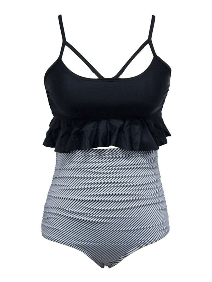 1970s Tummy Control Leopard Ruffled Tankini Set — because 1970s glamour never goes out of style