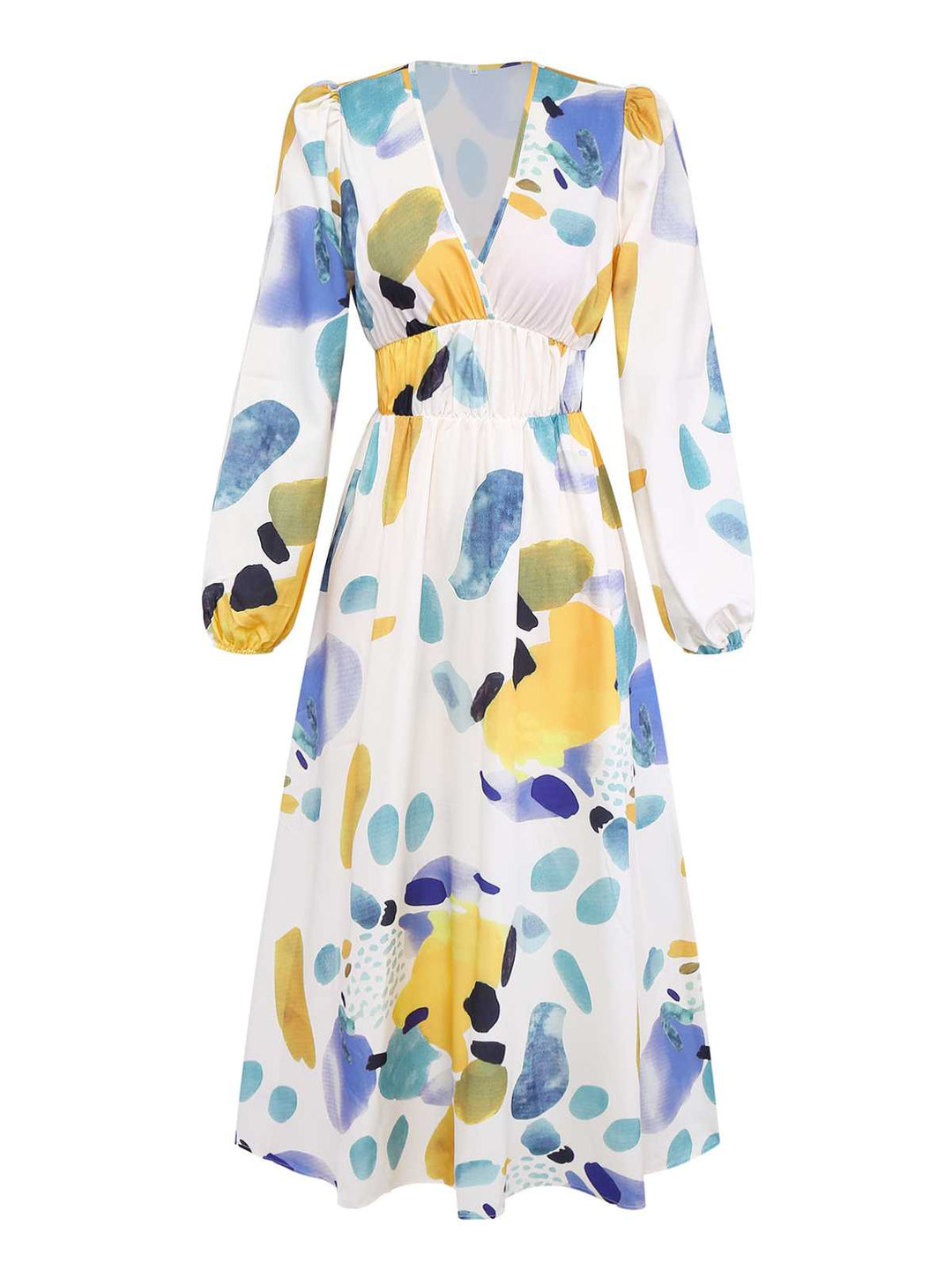 1970s V-Neck Boho Long Sleeve Maxi Dress - vintage dress, retro fashion