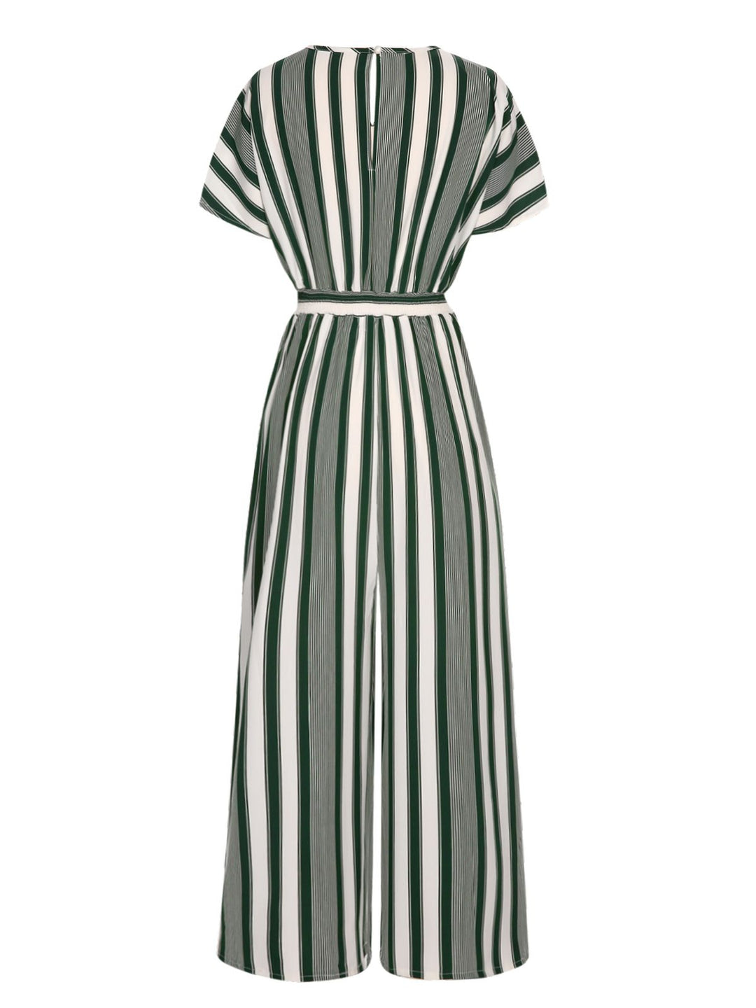1970s V-Neck Contrast Stripes Jumpsuit: timeless 1970s elegance she makes her own