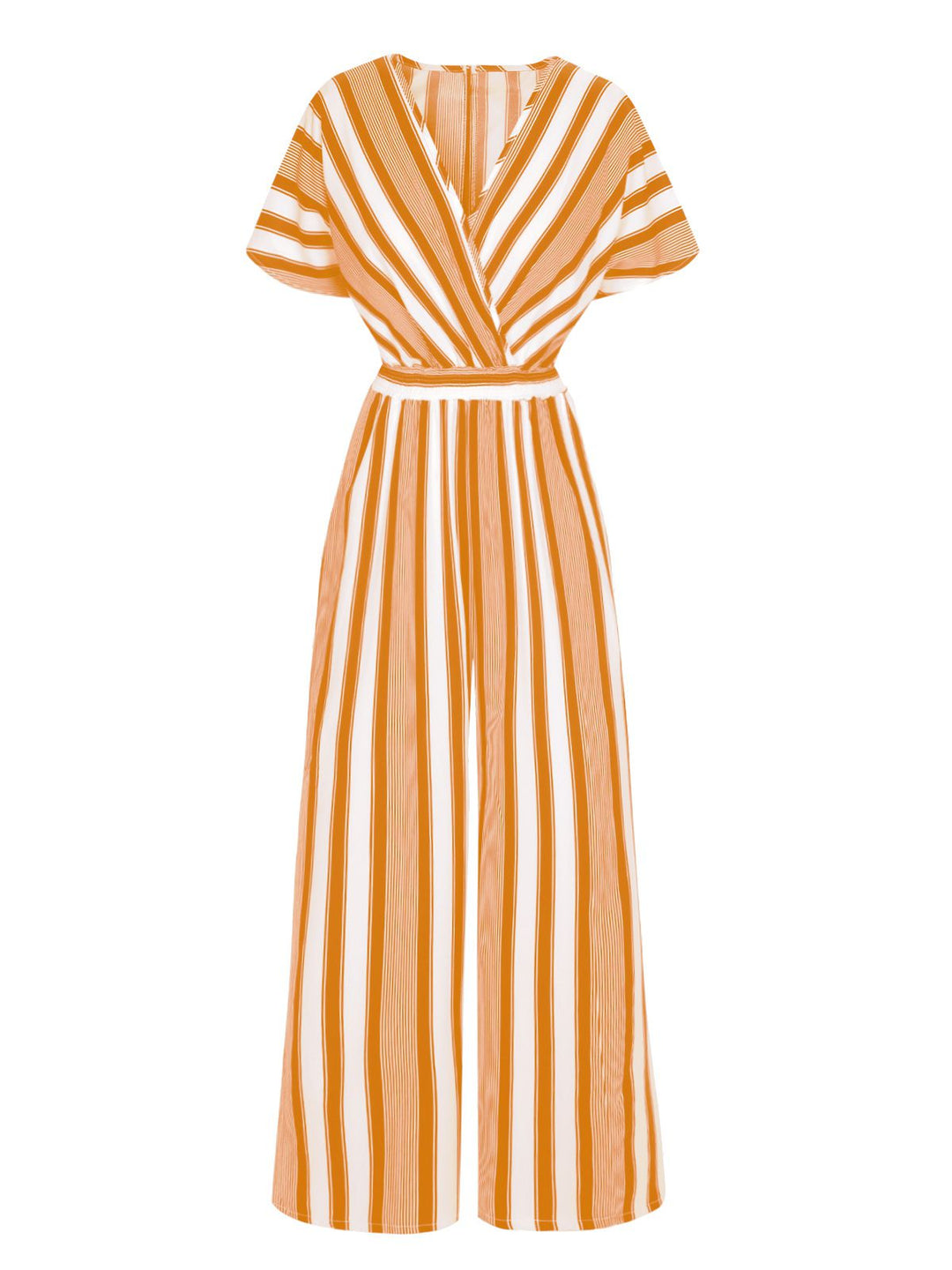 1970s V-Neck Contrast Stripes Jumpsuit — 1970s style that transcends decades