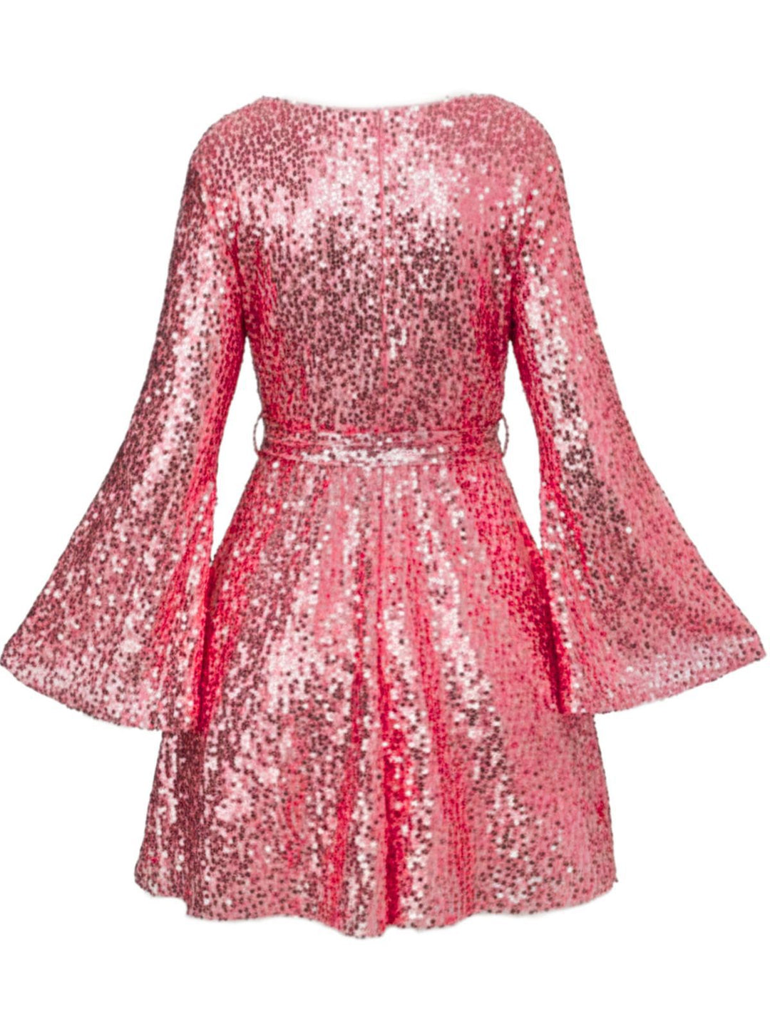 1970s V-Neck Flare Sleeve Sequined Disco Dress - vintage dress, retro fashion