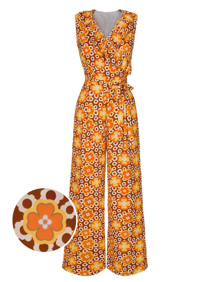 She adds this 1970s V-Neck Floral Belted Sleeveless Jumpsuit and suddenly it&