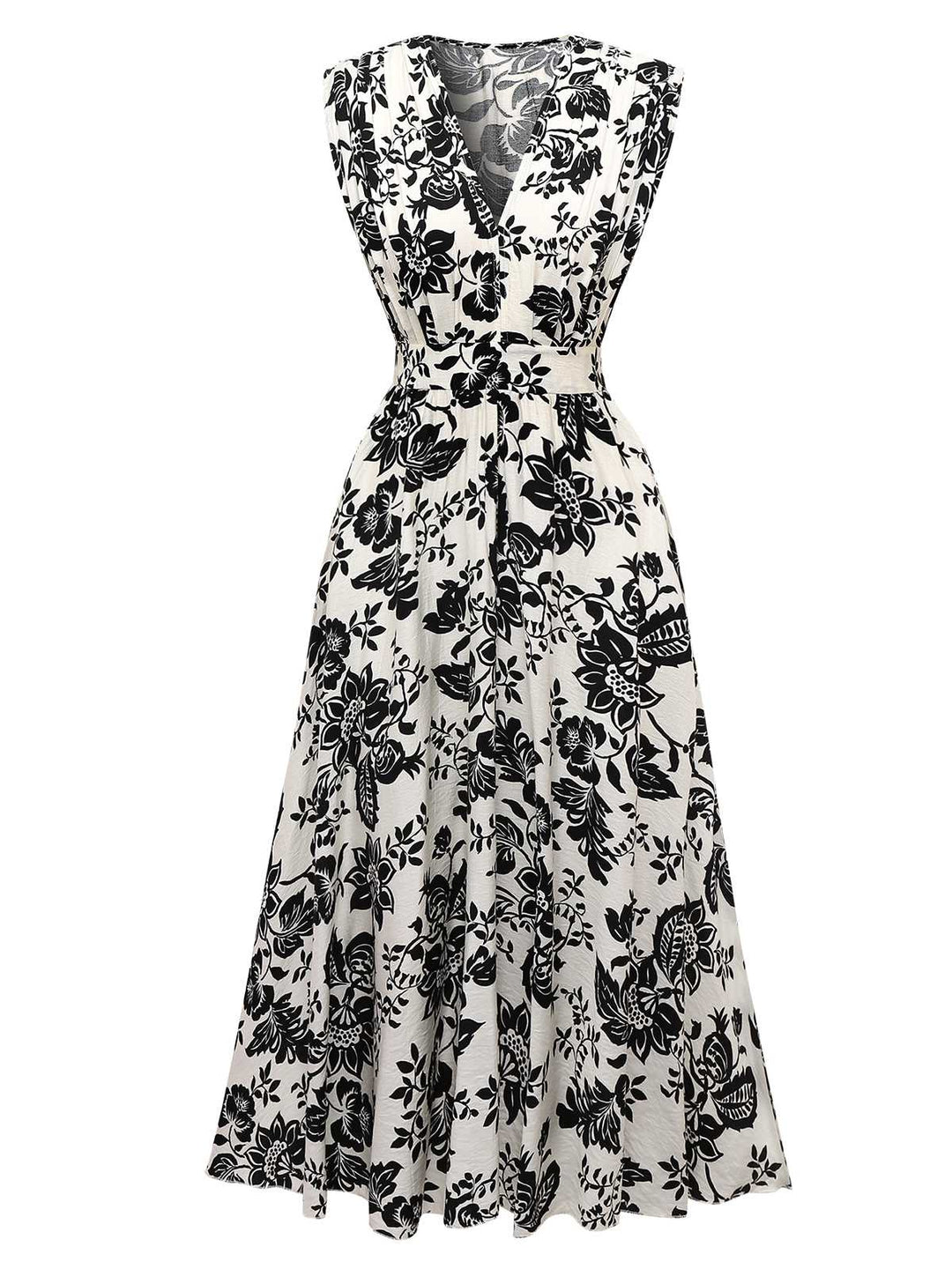 1970s V-Neck Floral Cap Sleeve Midi Dress - vintage dress, retro fashion