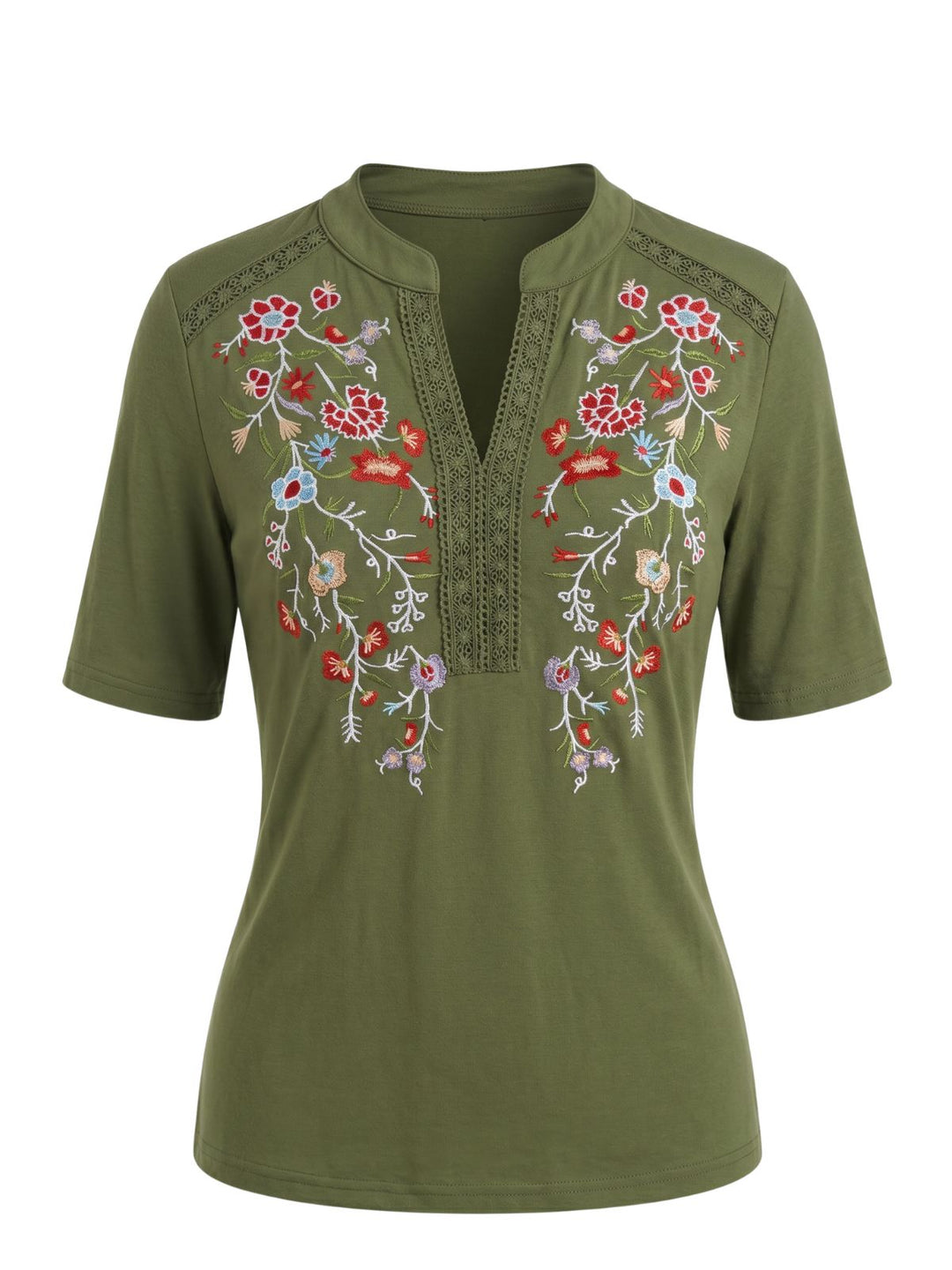 Green 1940s Floral Lace V Neck Top 4