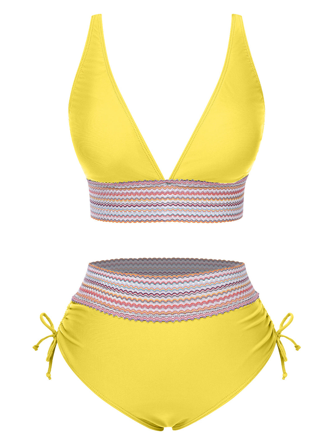 1970s VNeck Patchwork HighWaist Bikini | 1970s | vintage swimsuit, retro beachwear