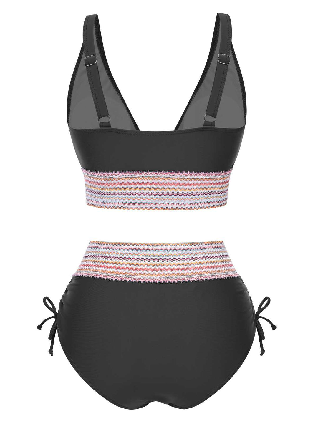 1970s V-Neck Patchwork High-Waist Bikini: 1970s Riviera elegance, reimagined for her