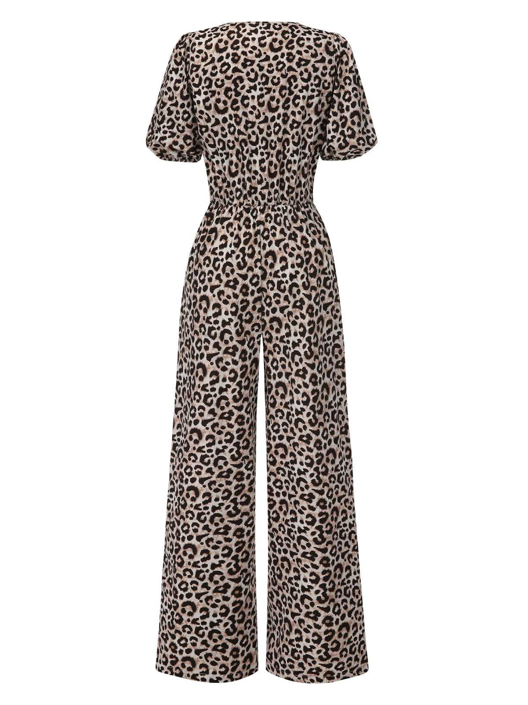 1970s V-Neck Puff Sleeve Leopard Jumpsuit: timeless 1970s elegance she makes her own