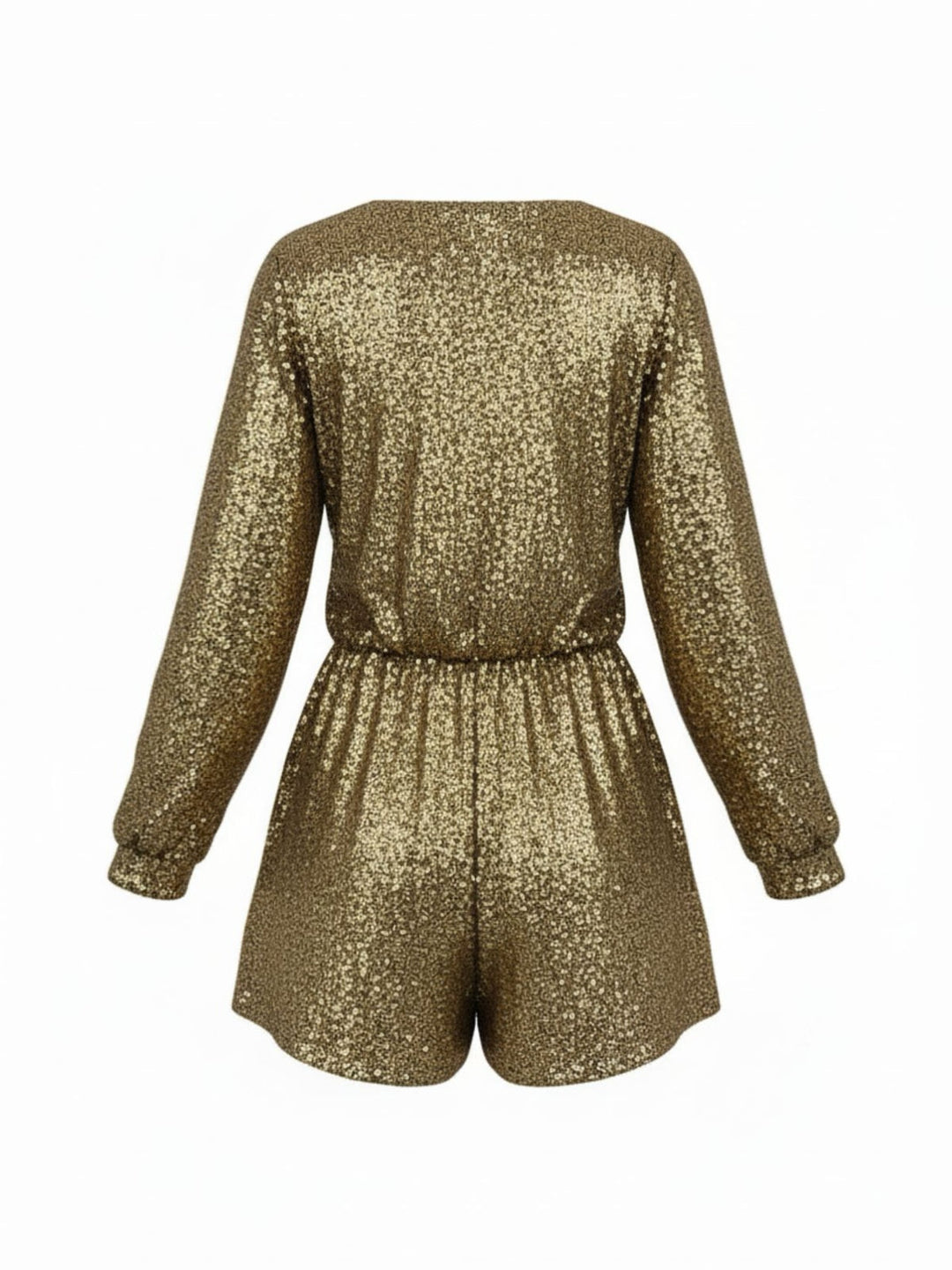 1970s V-Neck Sequin Long Sleeve Romper - vintage jumpsuit, retro fashion