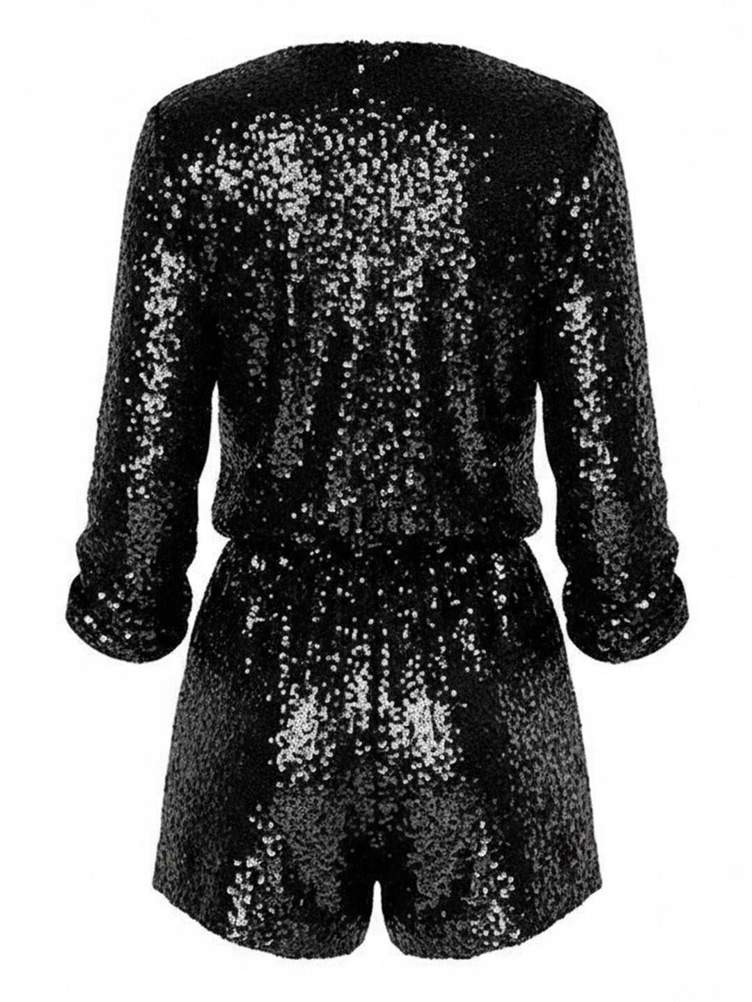 1970s V-Neck Sequin Long Sleeve Romper - vintage jumpsuit, retro fashion