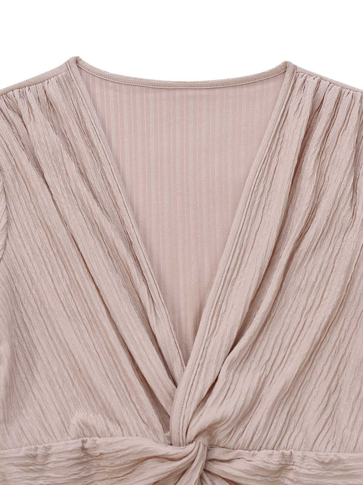 1970s V-Neck Solid Twist Long Sleeve Jumpsuit - vintage jumpsuit, retro fashion