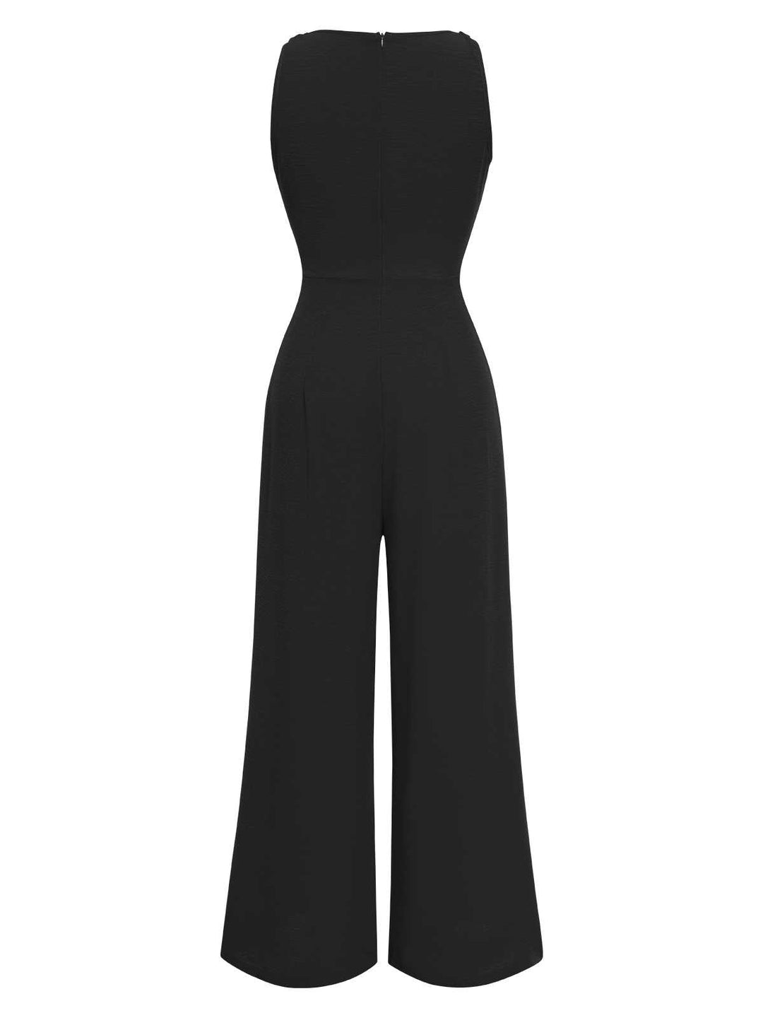 She finds her 1970s story in this 1970s V-Neck Tie-Front Solid Jumpsuit