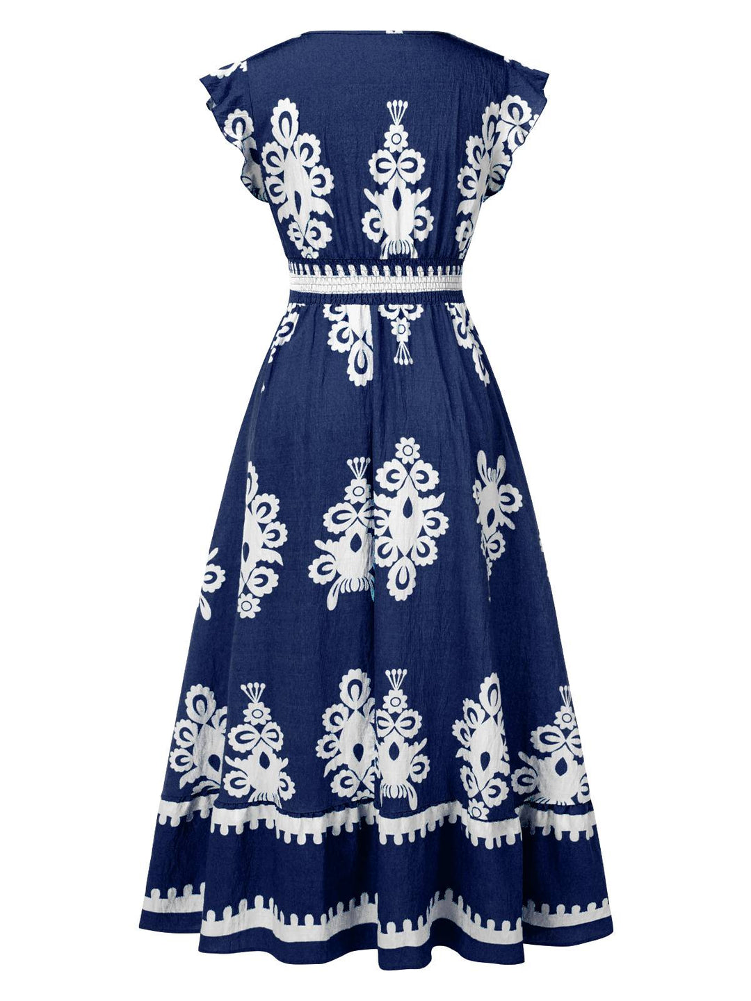 1970s V-Neck Tribal Pattern Bohemian Dress, vintage dress, retro fashion - perfect for women who love vintage and retro fashion