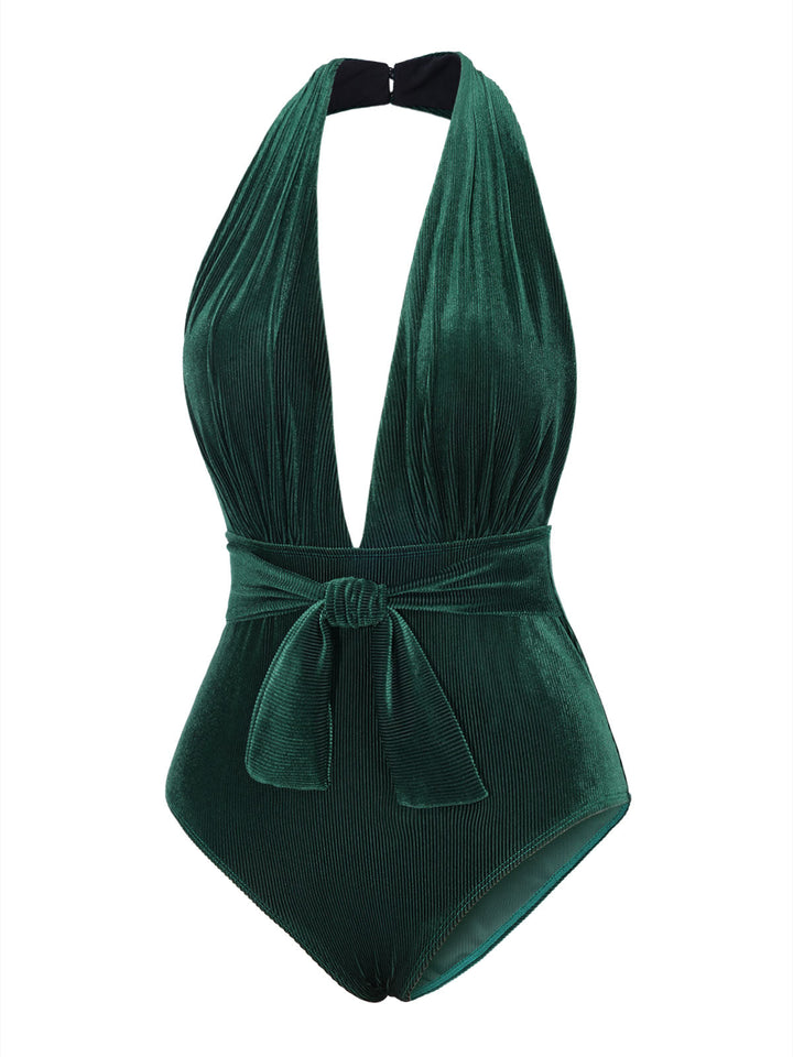 Velvet Deep VNeck Swimsuit | vintage swimsuit, retro beachwear