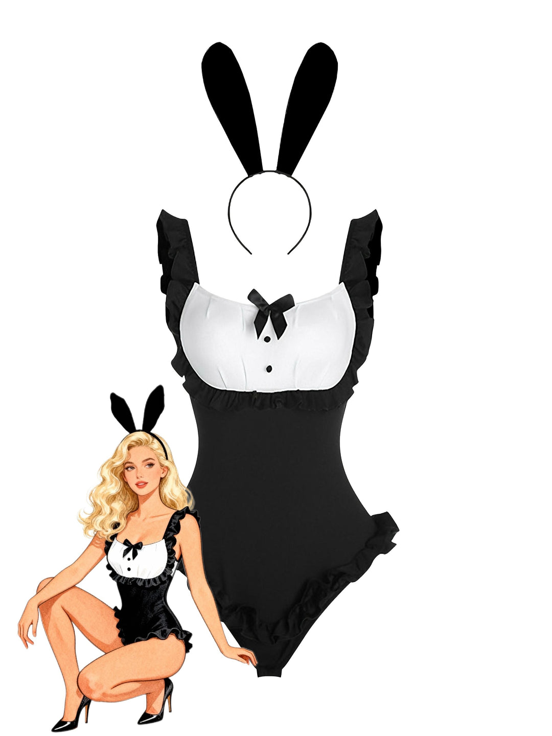Bunny Girl Bodysuit Loungewear Set - vintage fashion, retro style