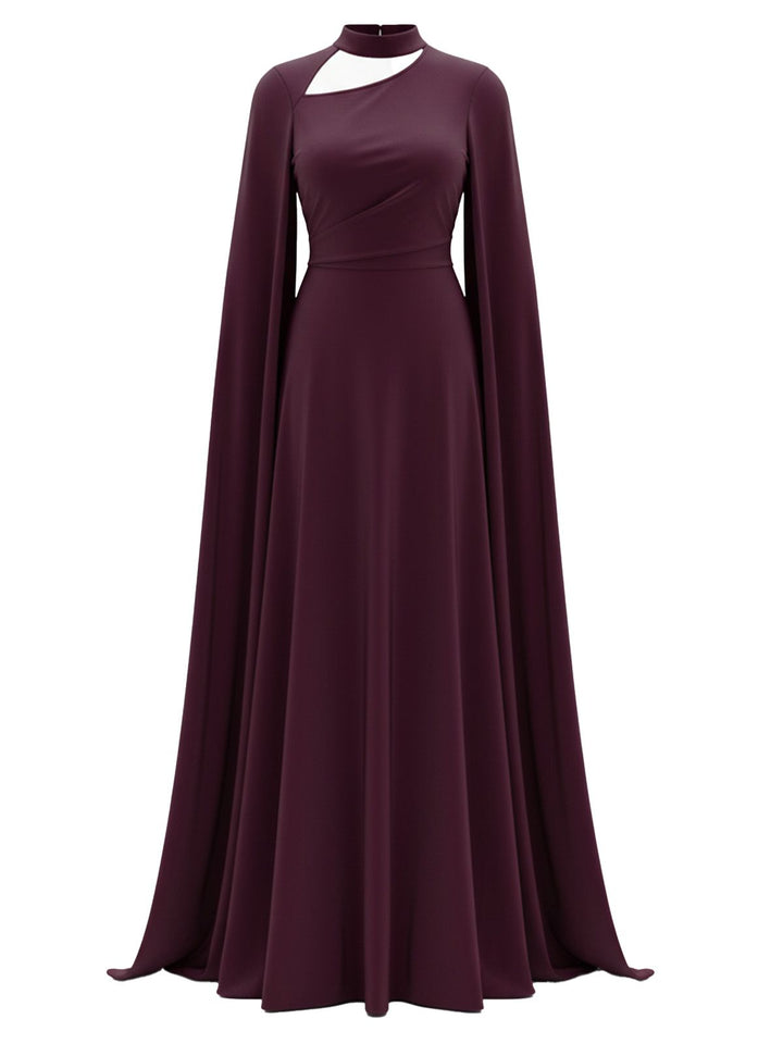 1980s Cape Sleeved Back Tie Maxi Dress - vintage dress, retro fashion